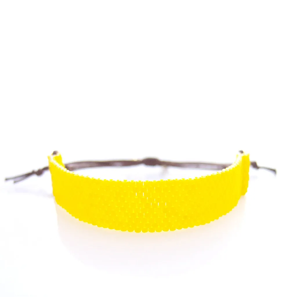 Happy Cord Yellow Beaded Bracelet