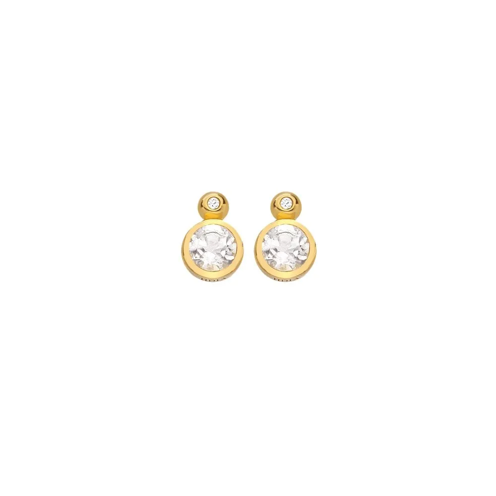 Hot Diamonds Gold Plated Sterling Silver Droplet White Topaz Stud Earrings