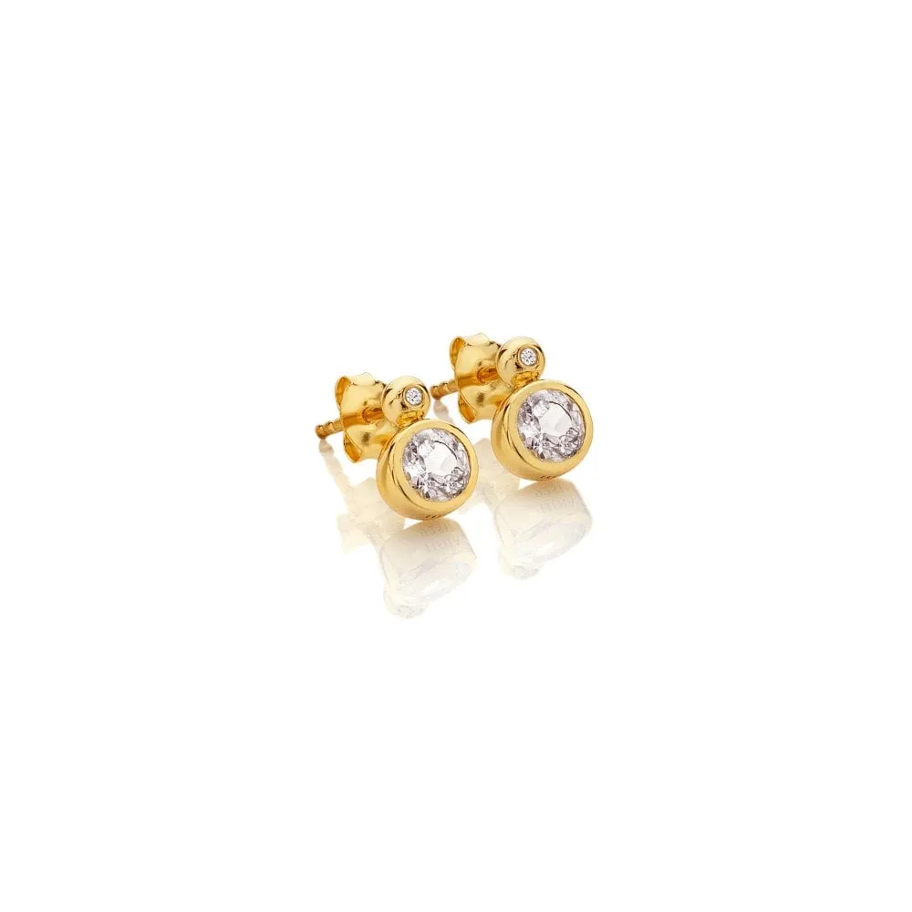 Hot Diamonds Gold Plated Sterling Silver Droplet White Topaz Stud Earrings