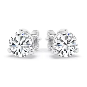 IGI, F/VS1, 3 CT Solitaire Lab-Grown Round Diamond Studs Earring 950 Platinum