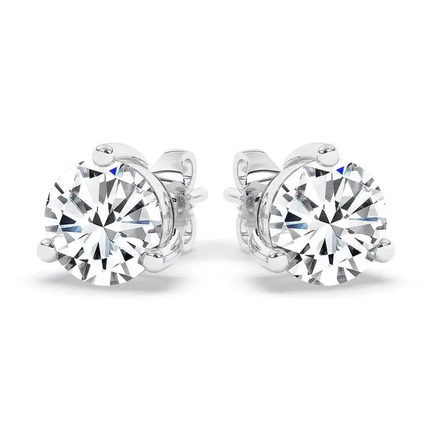 IGI, F/VS1, 3 CT Solitaire Lab-Grown Round Diamond Studs Earring 950 Platinum