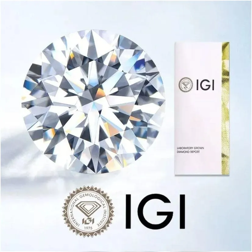 IGI, F/VS1, 3 CT Solitaire Lab-Grown Round Diamond Studs Earring 950 Platinum