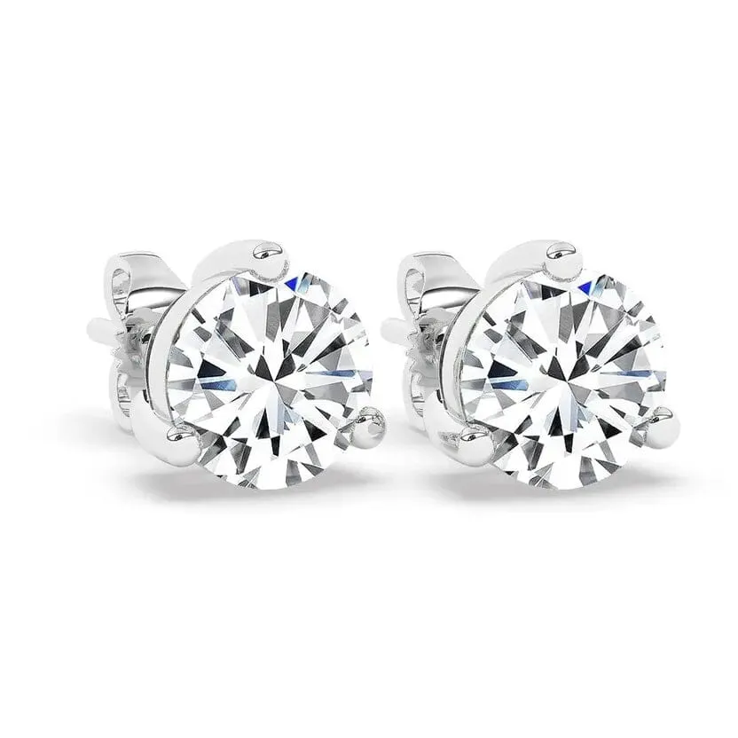 IGI, F/VS1, 3 CT Solitaire Lab-Grown Round Diamond Studs Earring 950 Platinum