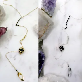 Intimidate // Evil Eye Beaded Statement Necklace, Y Necklace, Boho // BH-N030