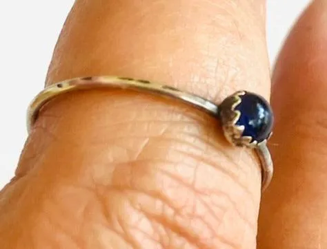 Iolite Gemstone Stacking Ring, Iolite Rings, Silver Ring, Promise Ring- Size 9