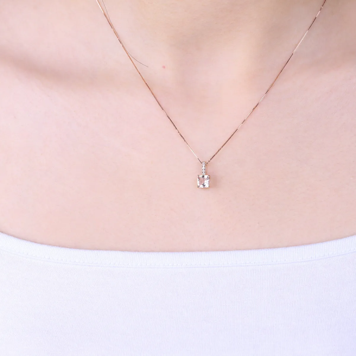 Isabella 14K Rose Gold Cushion-Cut Madagascar Morganite Pendant