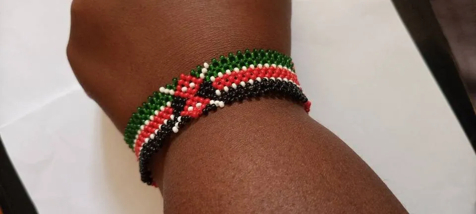 Kenya flag/USA flag beaded handmade bracelet with free shipping