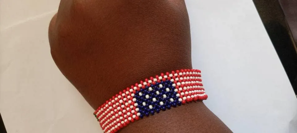 Kenya flag/USA flag beaded handmade bracelet with free shipping
