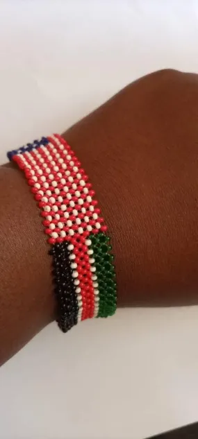 Kenya flag/USA flag beaded handmade bracelet with free shipping