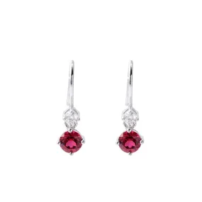 Lab Grown Ruby Round Dangle Drop Earrings