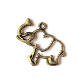 Large Antique Bronze Elephant Cut-Out Charm Pendant