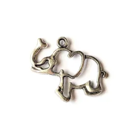 Large Silver Elephant Cut-Out Charm Pendant