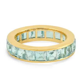LARGE SKY BLUE TOPAZ CHANNEL SET RING, GOLD