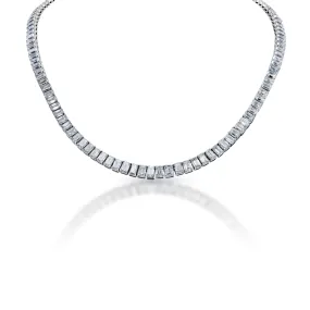 Lauda 62 Carats Emerald Cut Lab Grown Diamond Tennis Necklace in 14k White Gold By Mike Nekta