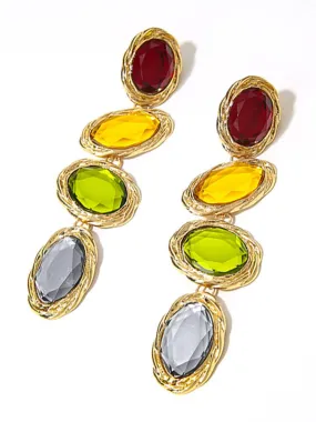 Long crystal earrings women Long Multi Color Long Earrings