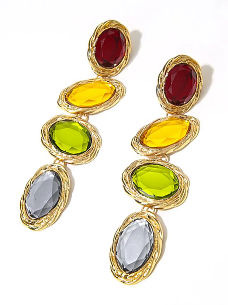 Long crystal earrings women Long Multi Color Long Earrings