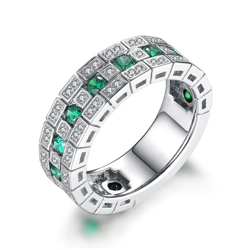 Luxury Big Wheel Wedding Ring 14K White Gold for Women Bridal Jewelry