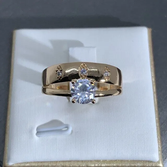 Luxury Promise Zircon Ring 585 Rose Gold Women Wedding Jewelry