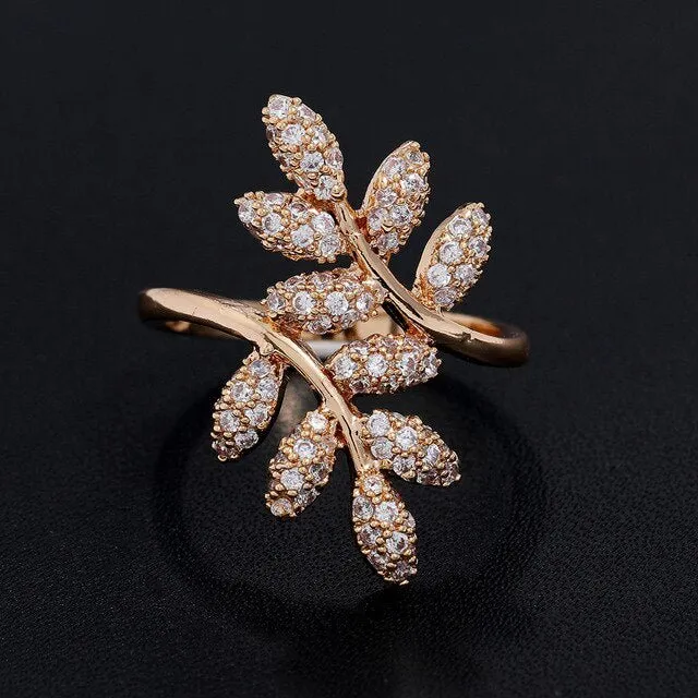 Luxury Promise Zircon Ring 585 Rose Gold Women Wedding Jewelry