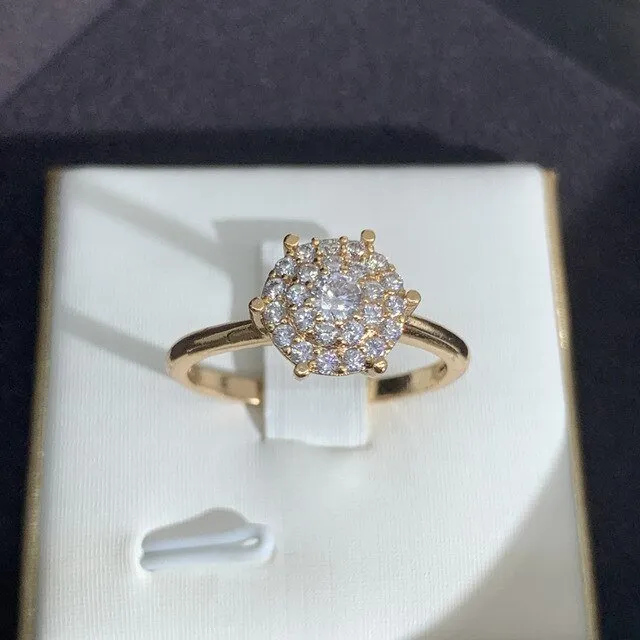 Luxury Promise Zircon Ring 585 Rose Gold Women Wedding Jewelry