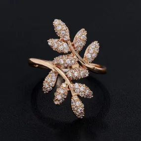 Luxury Promise Zircon Ring 585 Rose Gold Women Wedding Jewelry