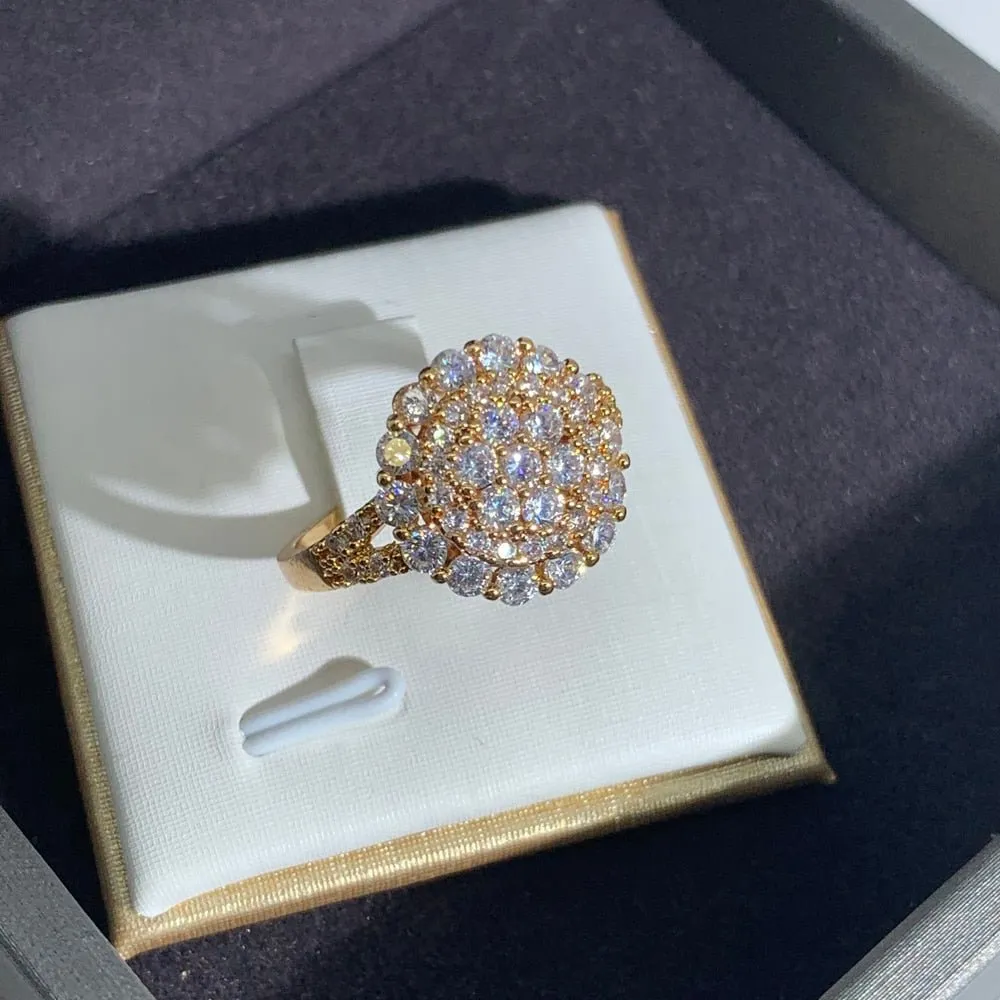 Luxury Promise Zircon Ring 585 Rose Gold Women Wedding Jewelry