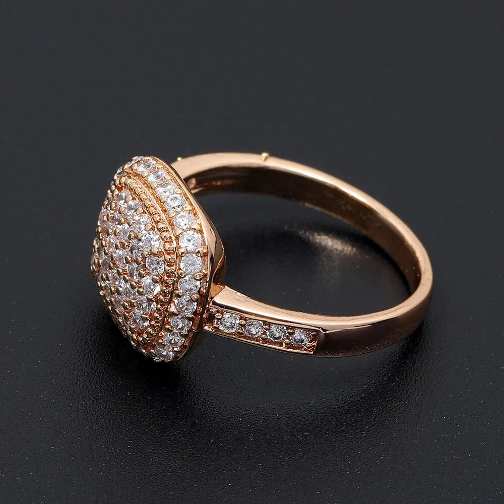 Luxury Promise Zircon Ring 585 Rose Gold Women Wedding Jewelry