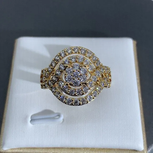 Luxury Promise Zircon Ring 585 Rose Gold Women Wedding Jewelry