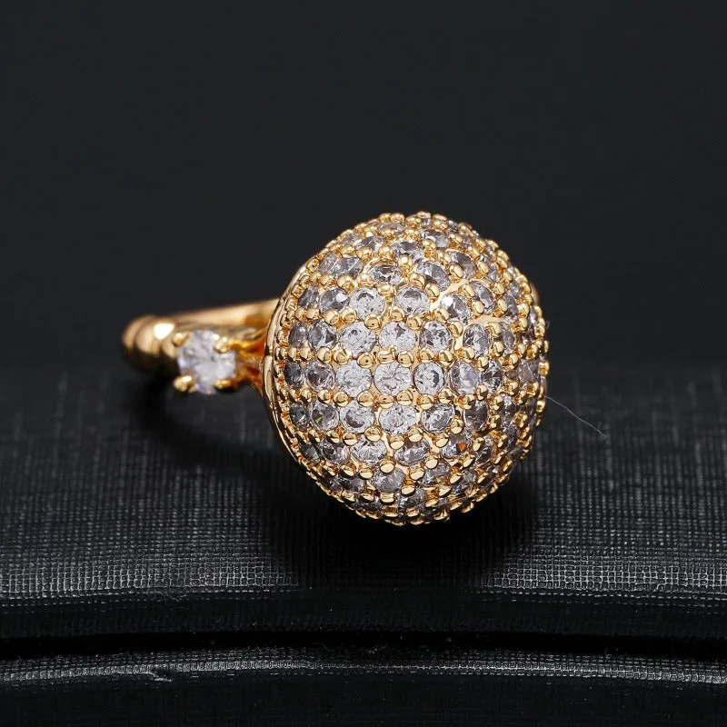 Luxury Wedding Zircon Ring 18K Yellow Gold For Women Bridal Jewelry