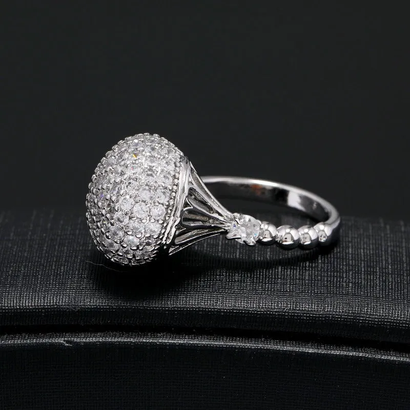 Luxury Wedding Zircon Ring 18K Yellow Gold For Women Bridal Jewelry