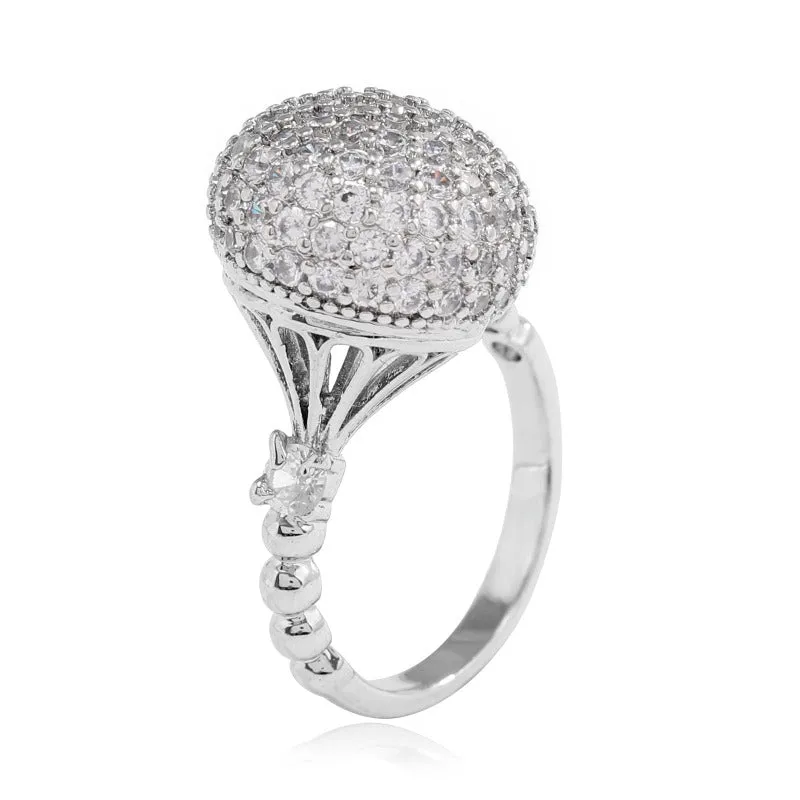 Luxury Wedding Zircon Ring 18K Yellow Gold For Women Bridal Jewelry