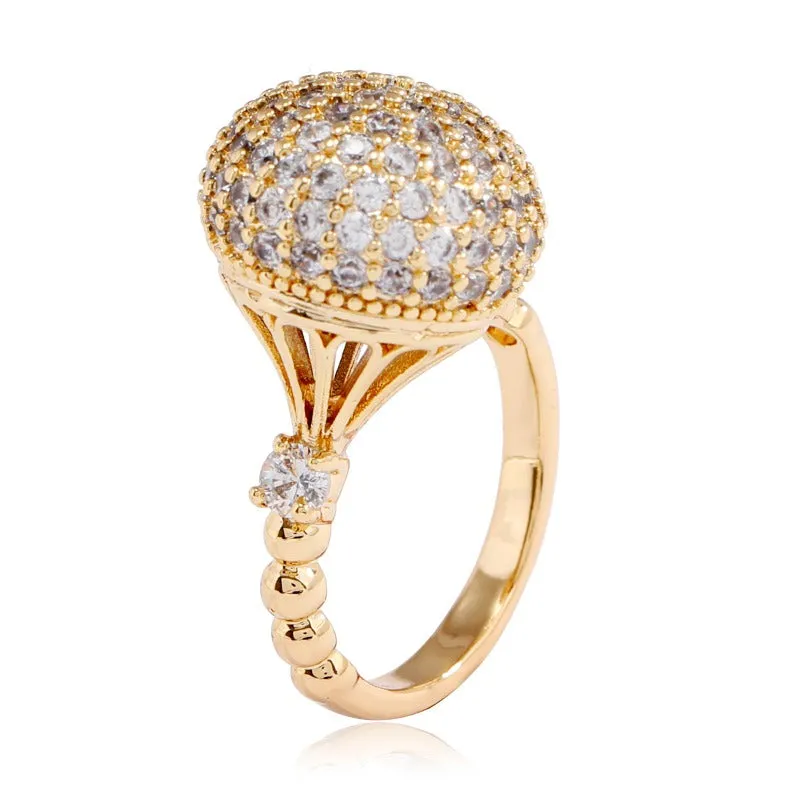 Luxury Wedding Zircon Ring 18K Yellow Gold For Women Bridal Jewelry