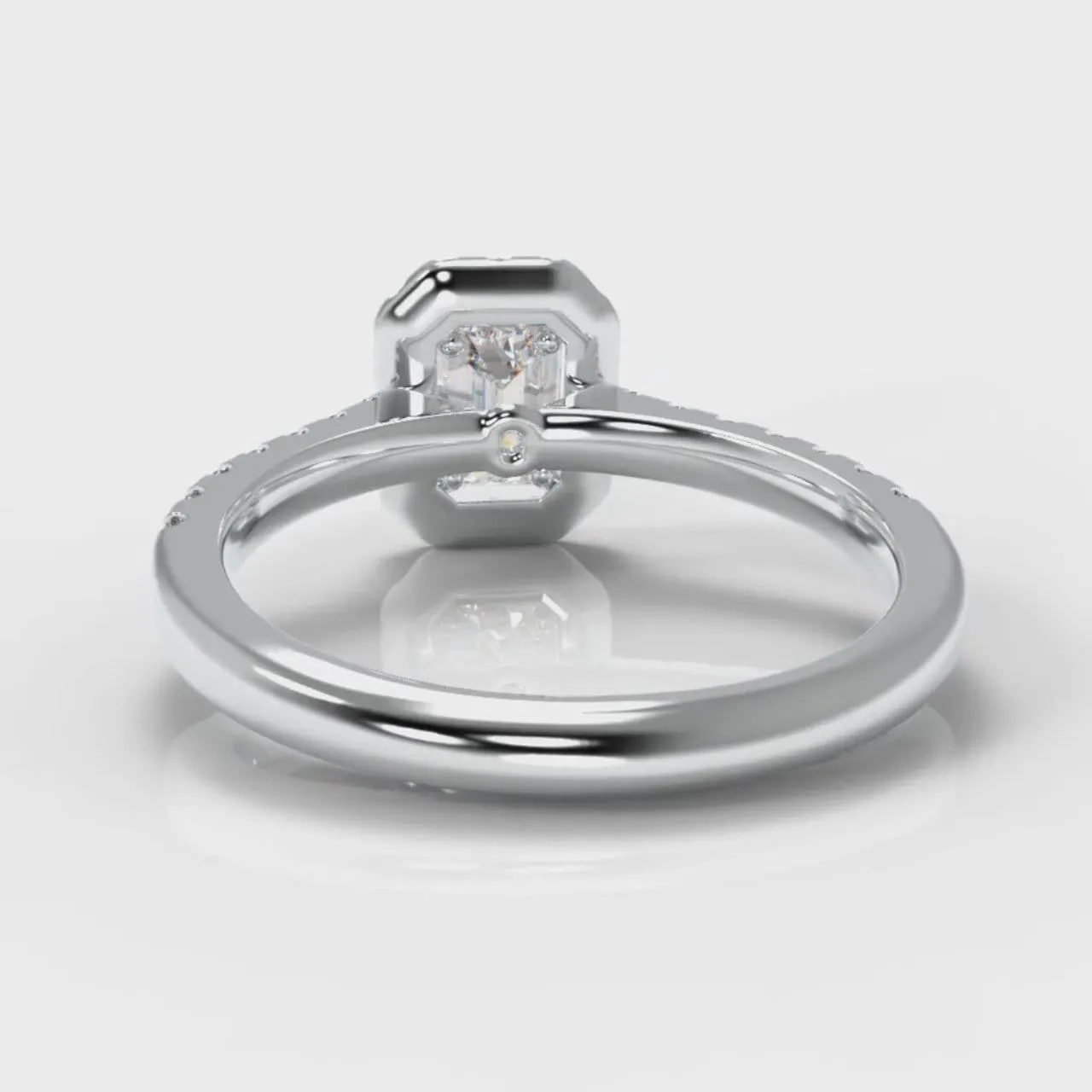 Micropavé Emerald Cut Diamond Halo Engagement Ring