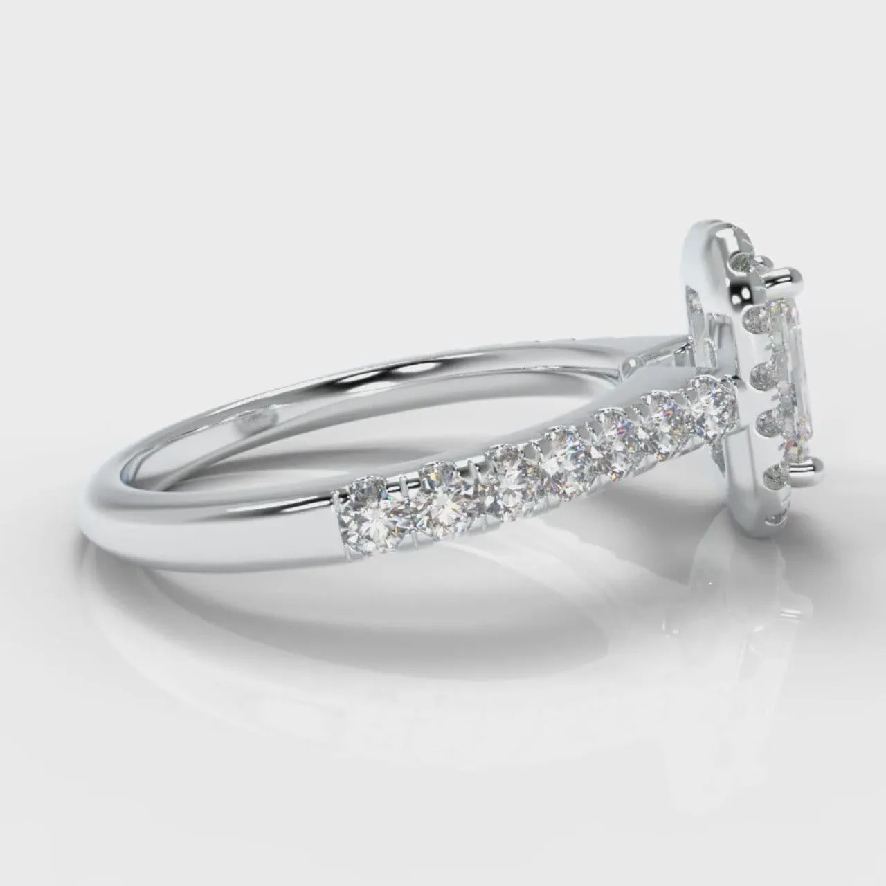 Micropavé Emerald Cut Diamond Halo Engagement Ring