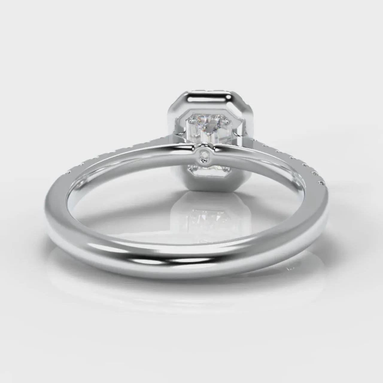 Micropavé Emerald Cut Diamond Halo Engagement Ring