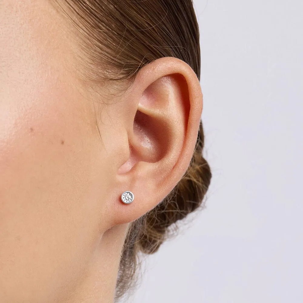Mirage Stud Earrings with 0.10ct of Laboratory Grown Diamonds in Sterling Silver and Platinum