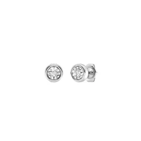 Mirage Stud Earrings with 0.10ct of Laboratory Grown Diamonds in Sterling Silver and Platinum