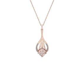 Morganite and Diamond Fashion Pendant in 10k Rose Gold