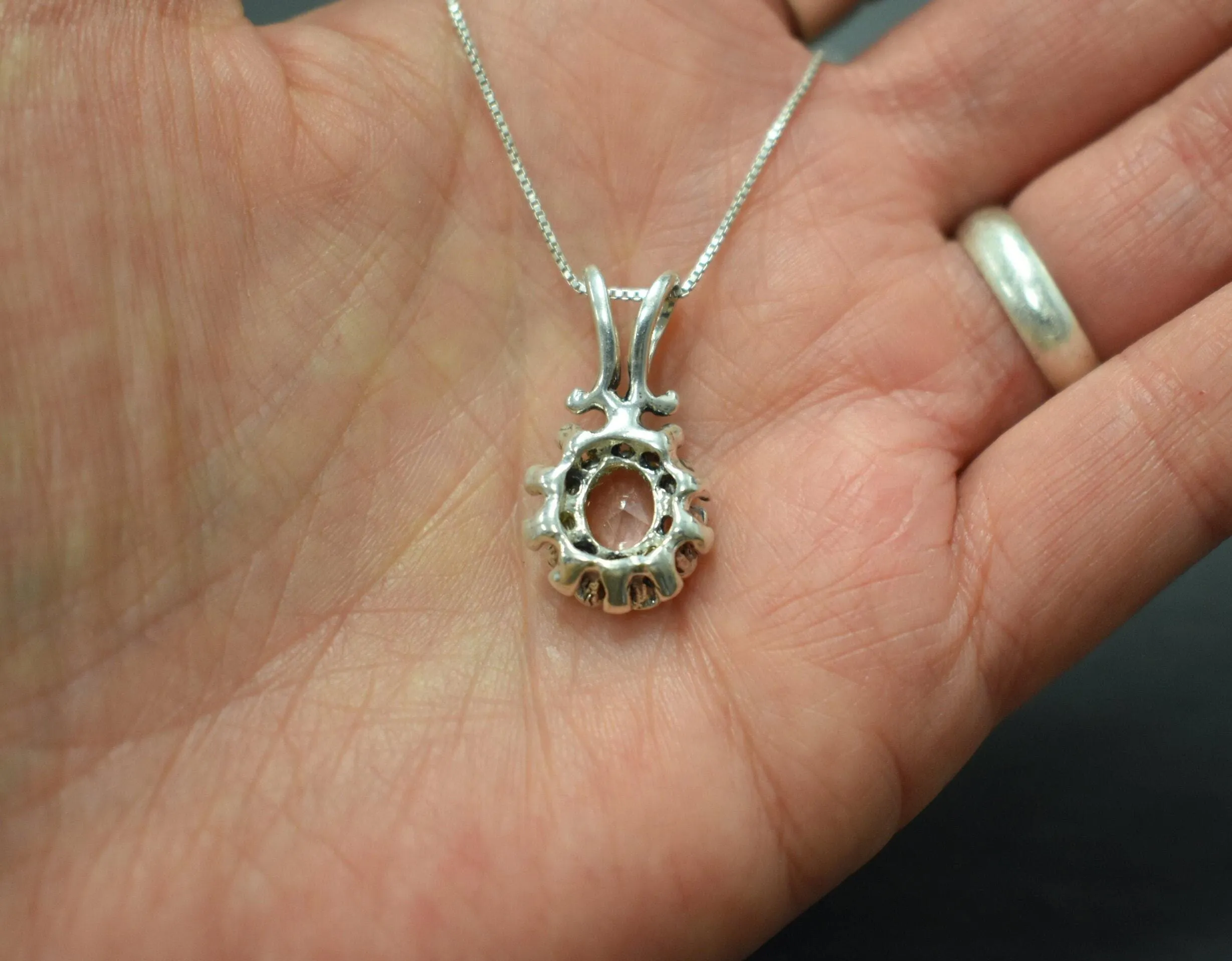Morganite Necklace - Pink Vintage Pendant - Silver Morganite Necklace