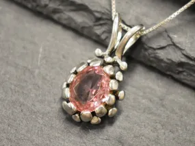 Morganite Necklace - Pink Vintage Pendant - Silver Morganite Necklace