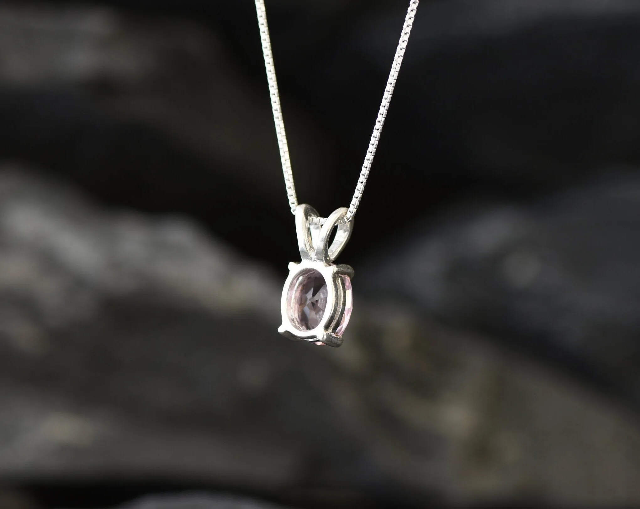 Morganite Pendant - Dainty Oval Pendant - Pink Diamond Necklace