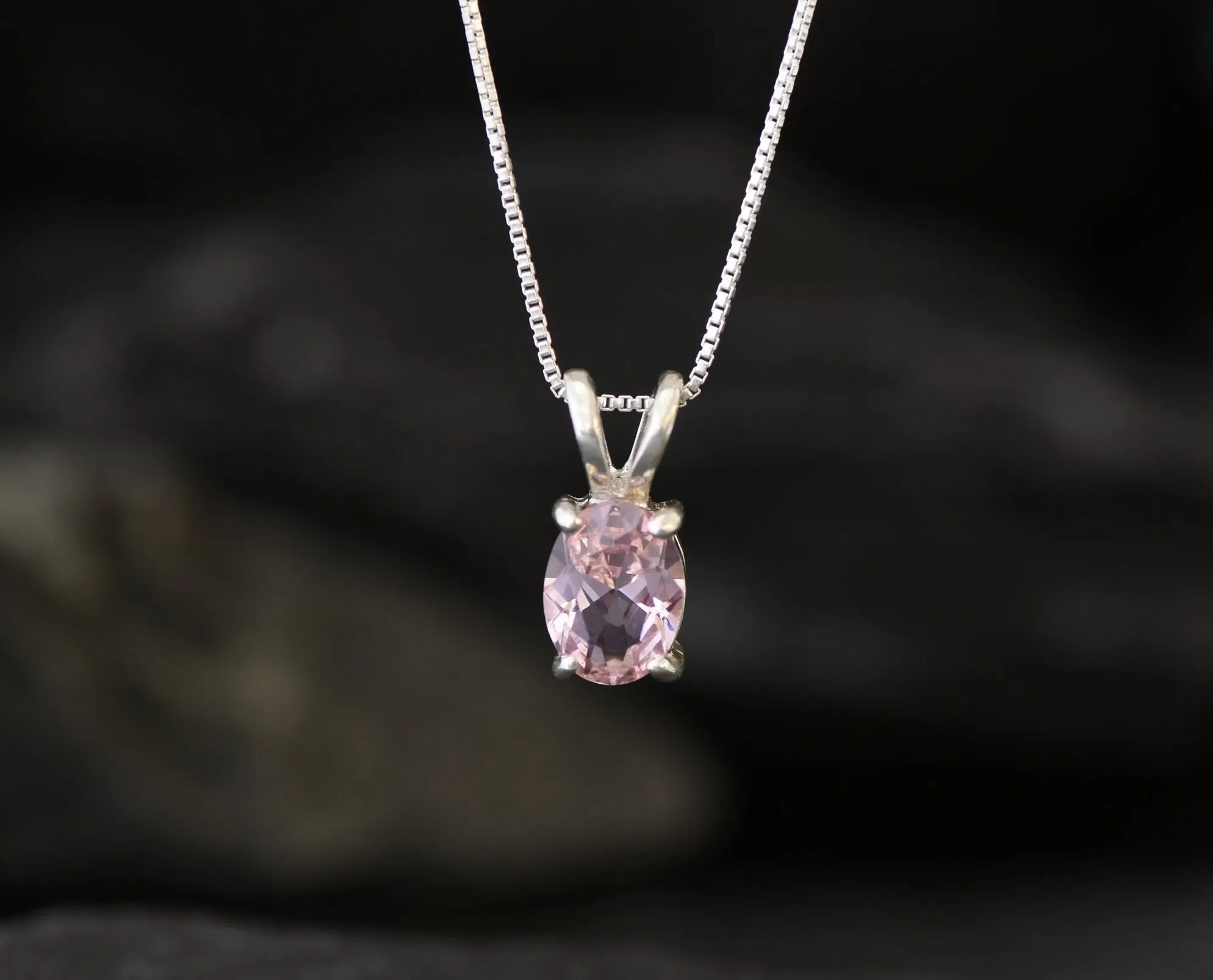 Morganite Pendant - Dainty Oval Pendant - Pink Diamond Necklace