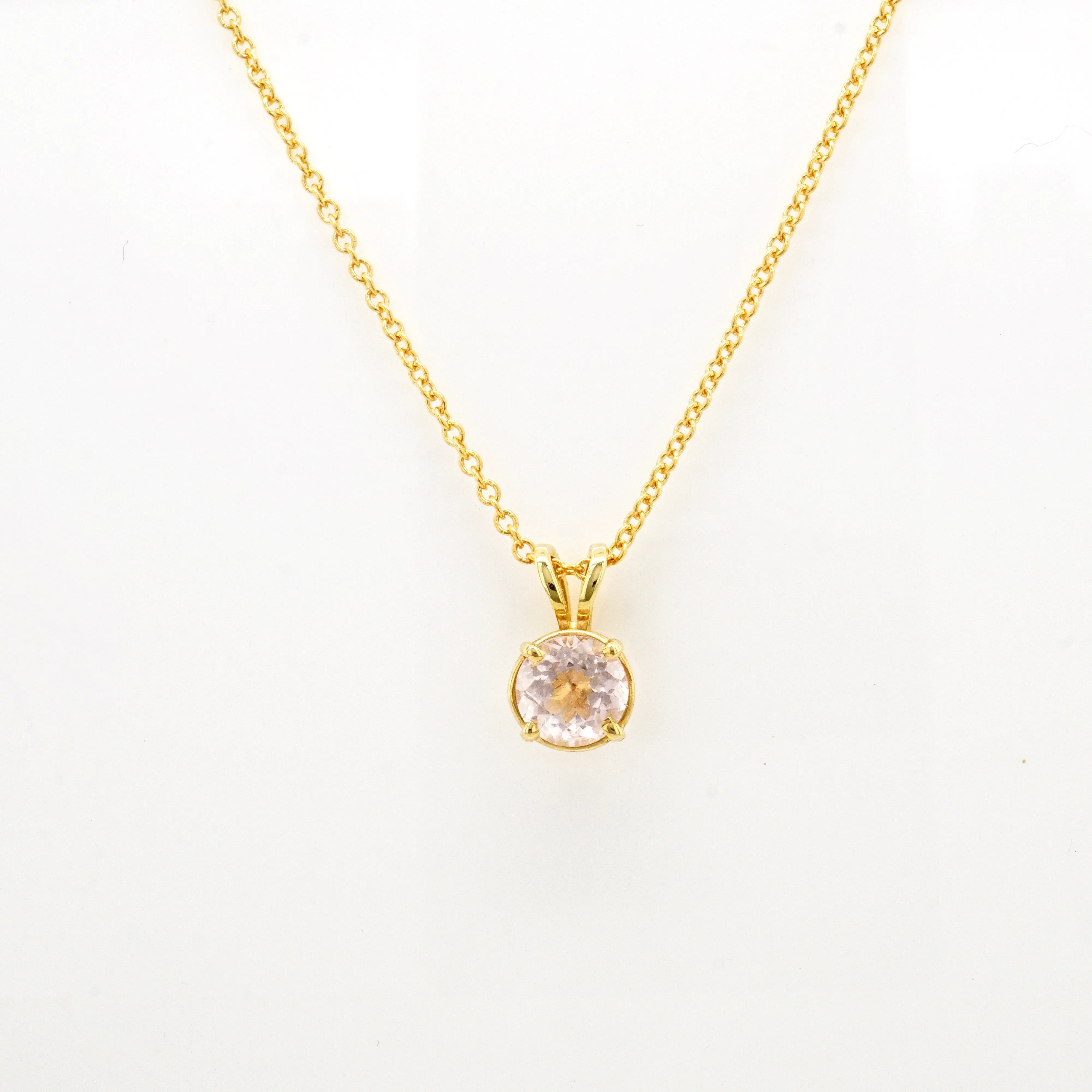 Morganite Pendant -  Morganite Solitaire Pendant - Gold Morganite Pendant