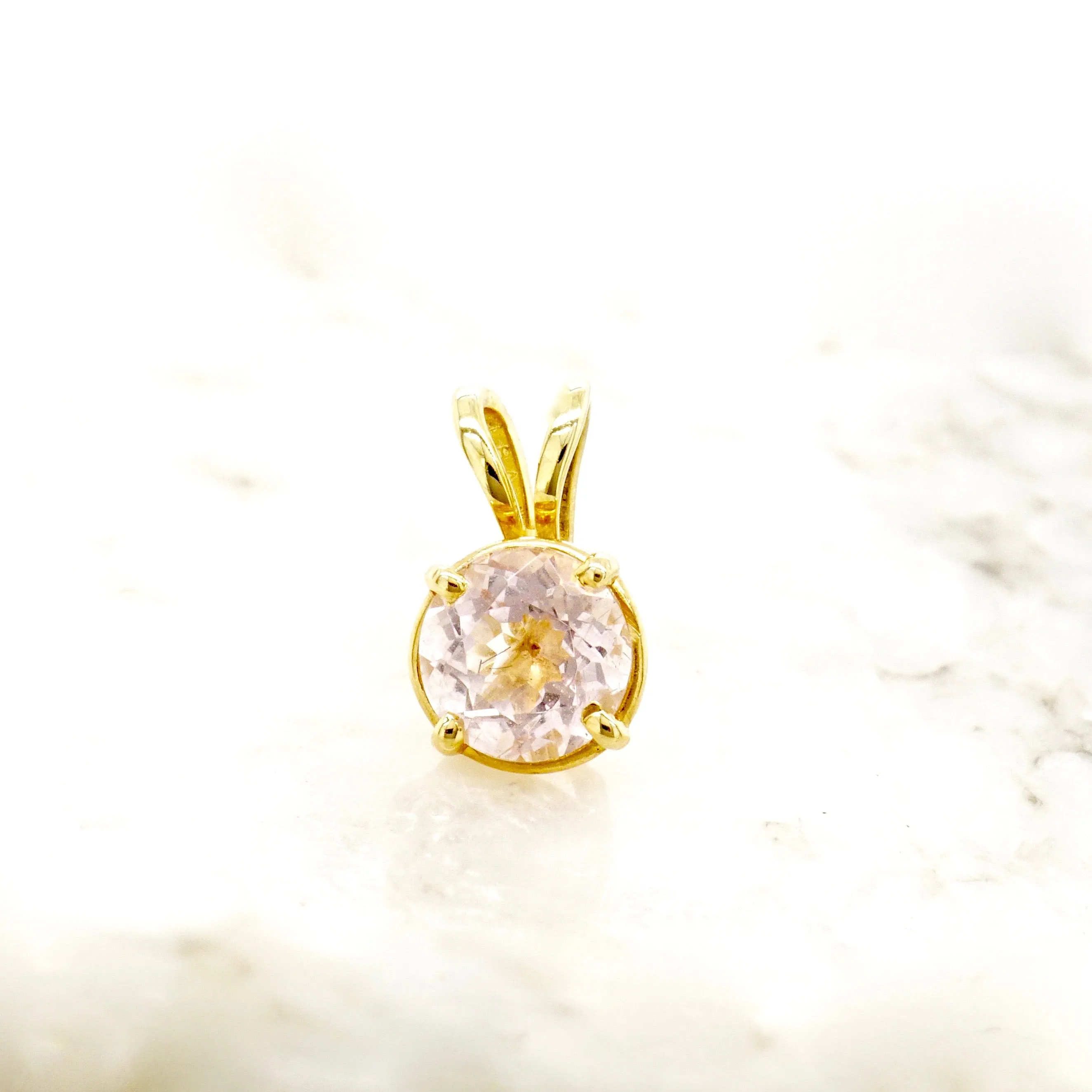 Morganite Pendant -  Morganite Solitaire Pendant - Gold Morganite Pendant