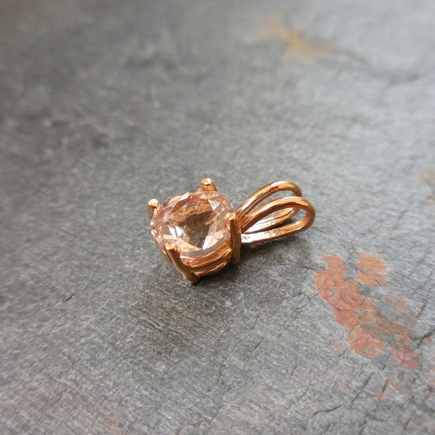 Morganite Pendant -  Morganite Solitaire Pendant - Gold Morganite Pendant
