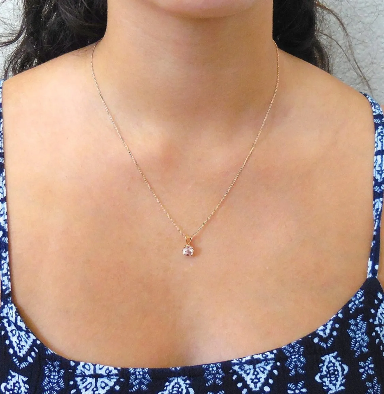 Morganite Pendant -  Morganite Solitaire Pendant - Gold Morganite Pendant