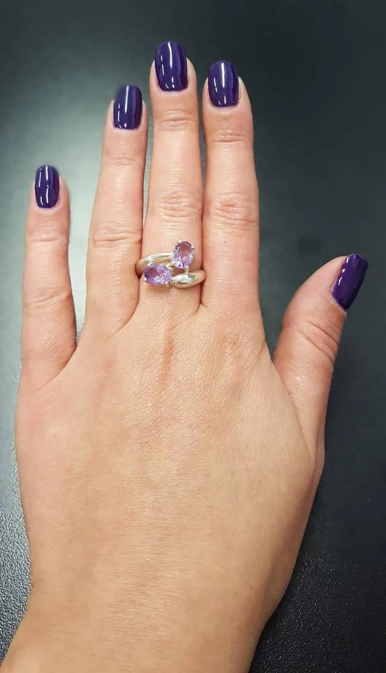 Morganite Ring - Pink Bypass Ring - Classic Oval Ring