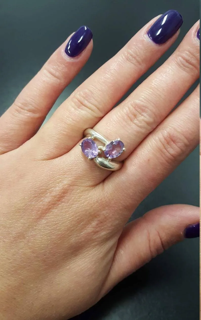 Morganite Ring - Pink Bypass Ring - Classic Oval Ring