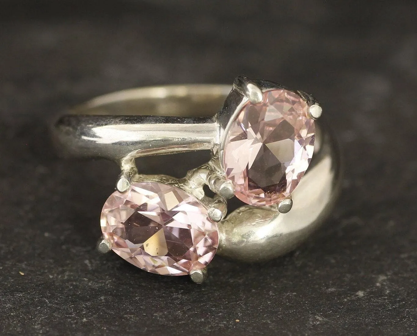 Morganite Ring - Pink Bypass Ring - Classic Oval Ring
