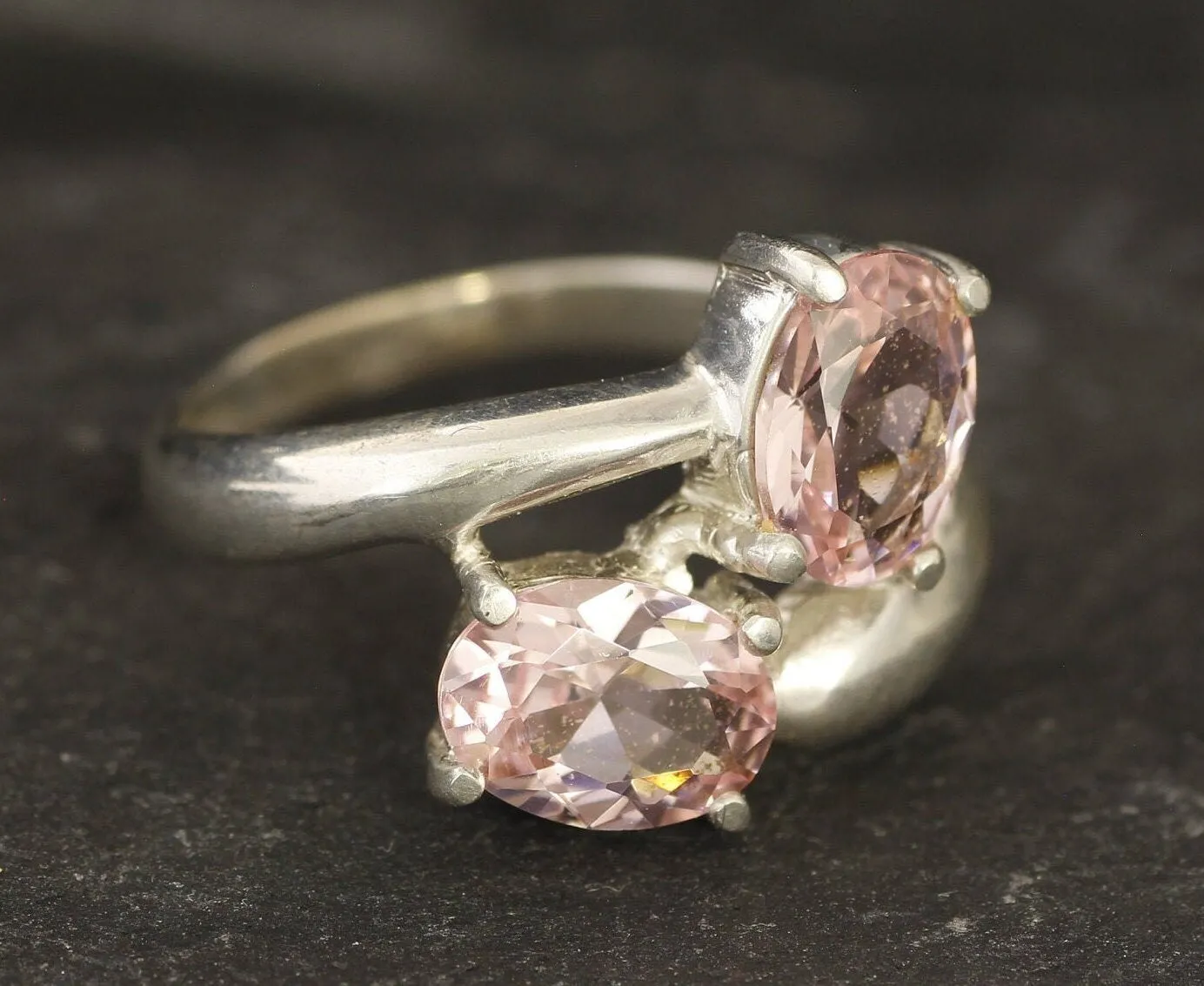 Morganite Ring - Pink Bypass Ring - Classic Oval Ring